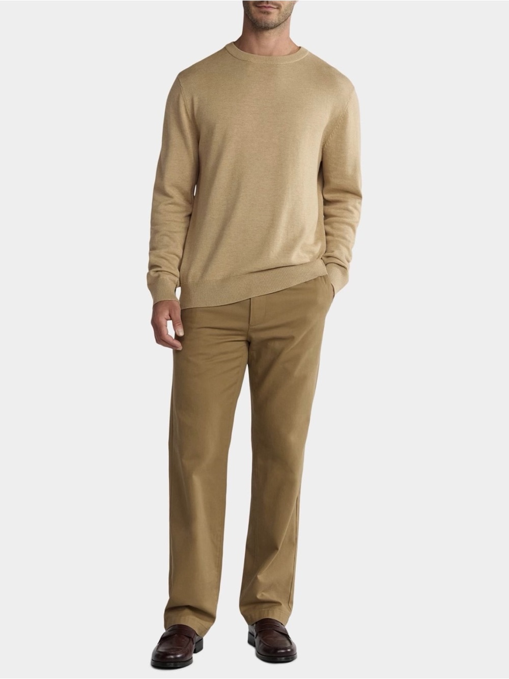 Relaxed Fit Lightweight Cotton Blend Crewneck Sweater
